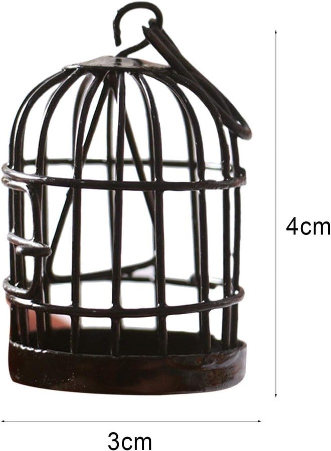 Mozff Black Miniature Doll House Birdcage Ornament Model Home Desktop Decor Gift,Mini Miniature Doll Fairy Garden Ornaments Shelf Home Micro Landscape Decor House Furniture and Accessories - Image 2